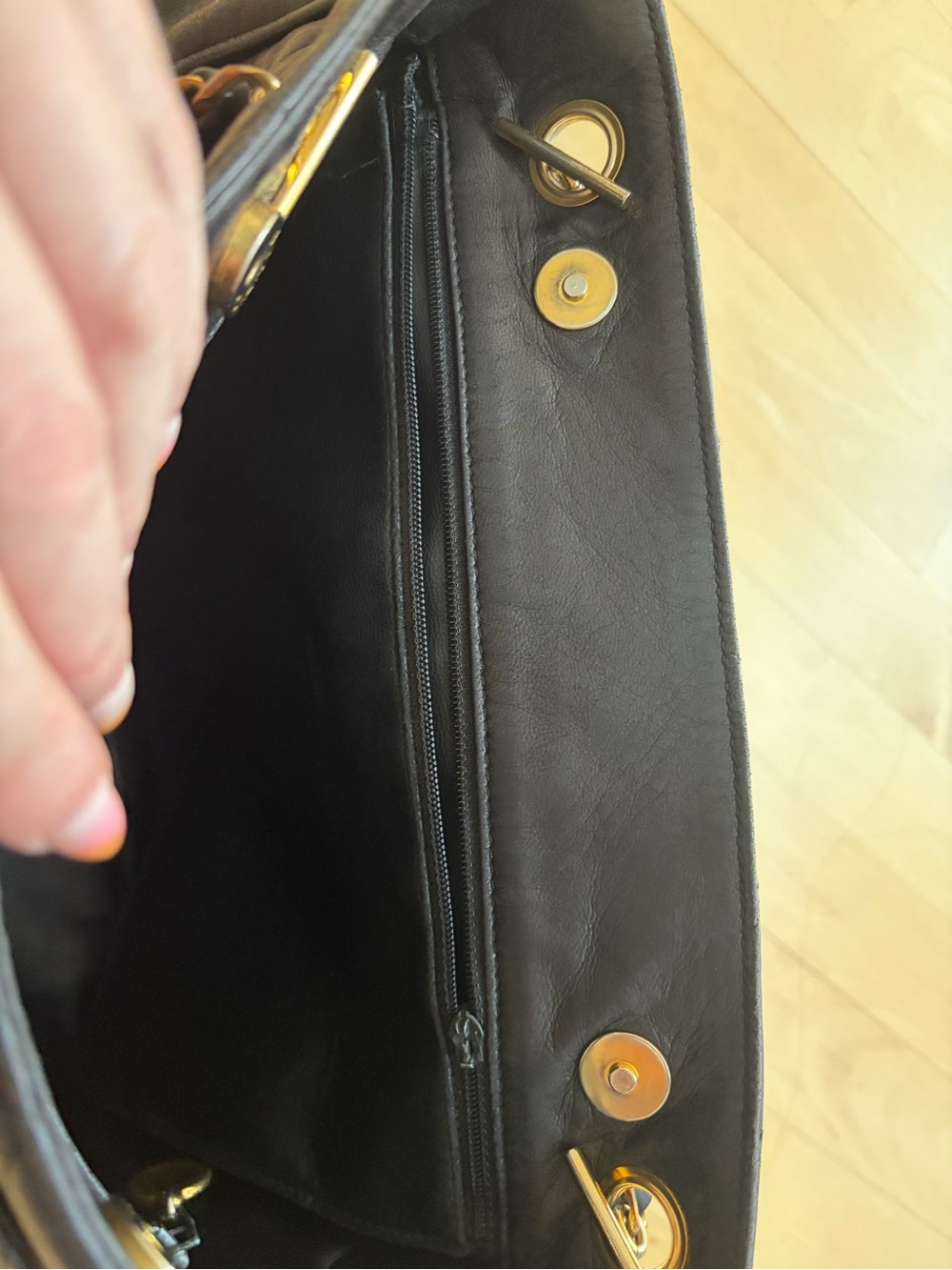 As is Authentic Vintage Chanel Black Quilted Leather Tote with Gold Plated HW - Picture 5 of 5
